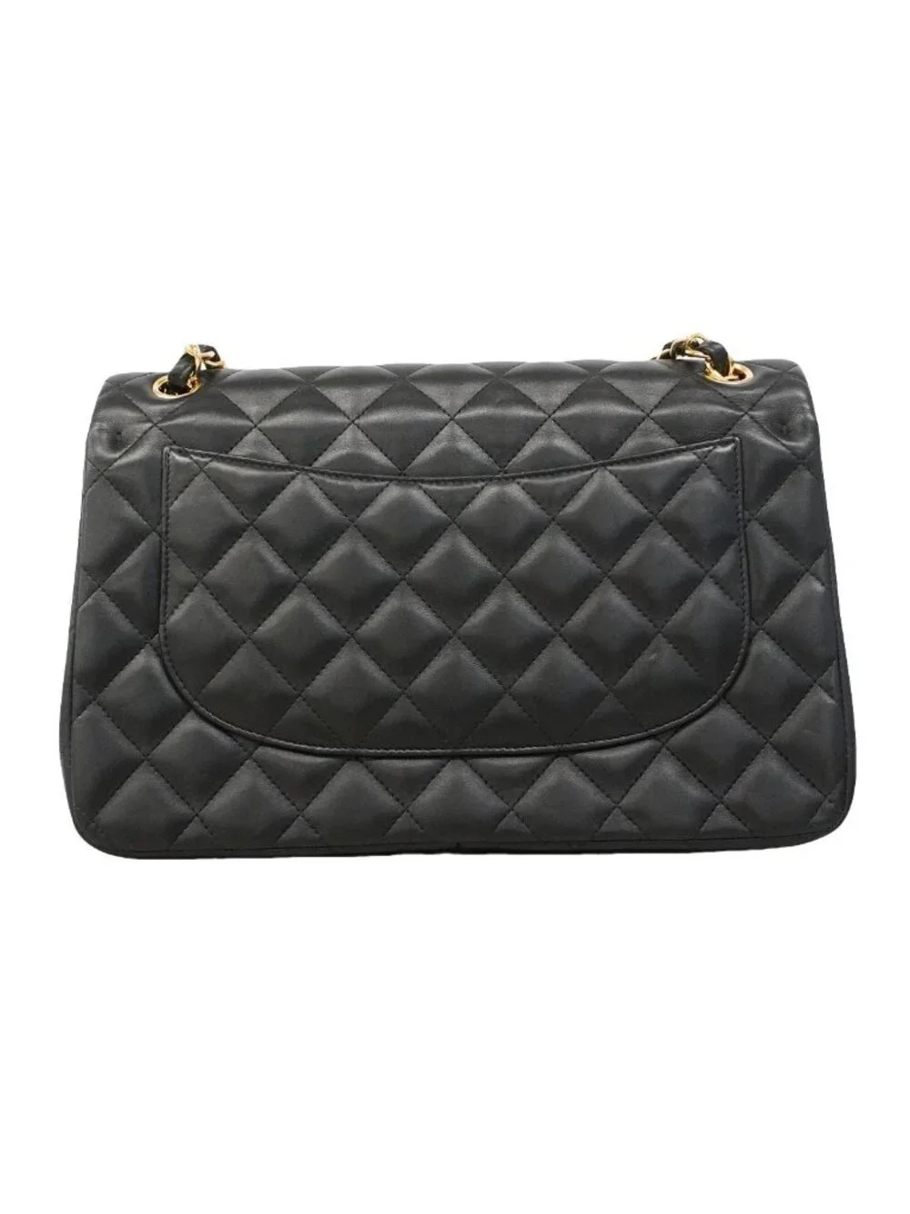 Chanel Shoulder Bag Maxi Quilted Lambskin Black Gold